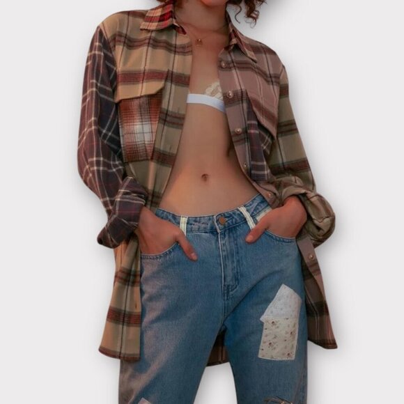 Dolls Kill x Holly Hobbie Mixed Plaid Flannel Shirt - Picture 11 of 11